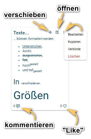 TaskCards Eintrag auf Pinnwand