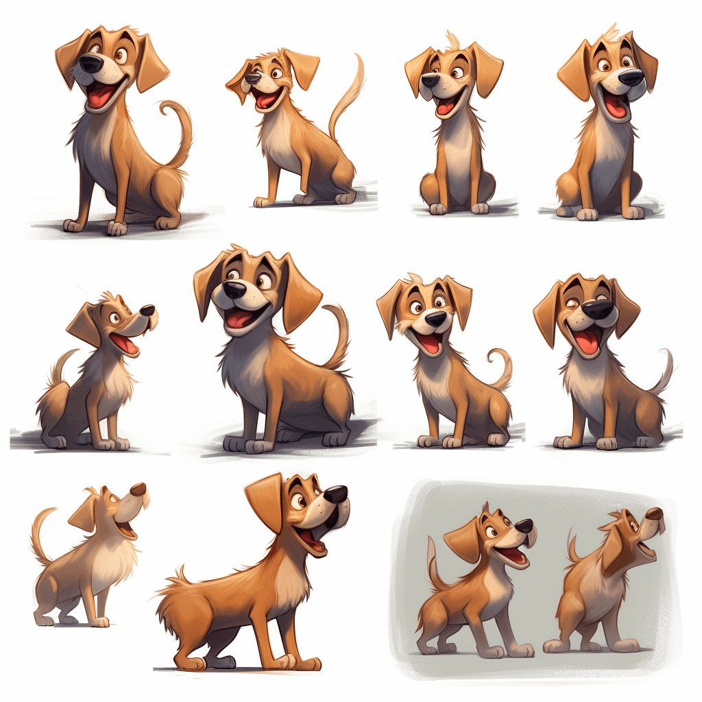Illustrationen eines Comic-Hundes erstellt mit Midjourney