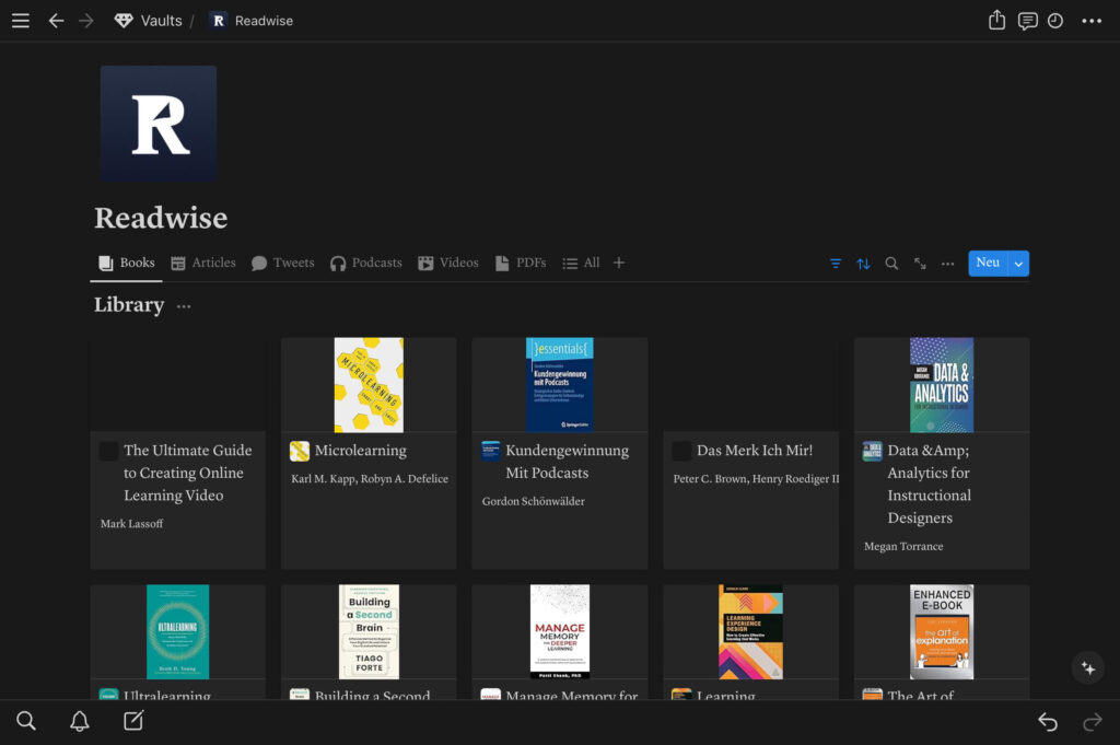 Kindle eBooks in Notion